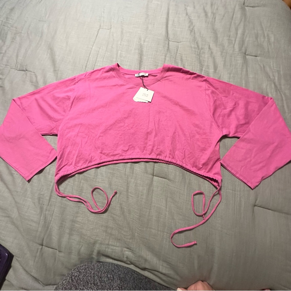 Zara Crop Top Pink Large NWT